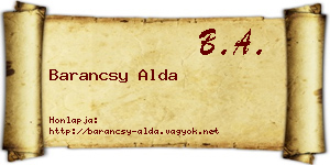 Barancsy Alda névjegykártya